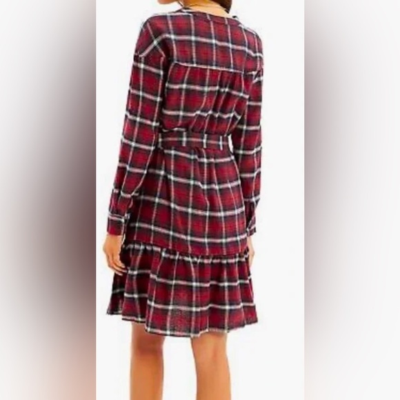 Grace Karin Women's Roll Up Sleeve Button Down Buffalo Plaid Shirt Dress w Belt - Picture 6 of 9